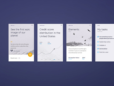 Cards card cool flat interface layout mobile simple ui ux web
