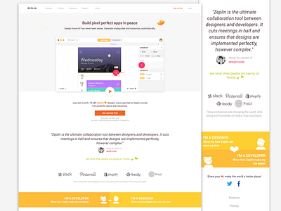 Zeplin 1.0 Landing Page landing mobile responsive site ui web zeplin