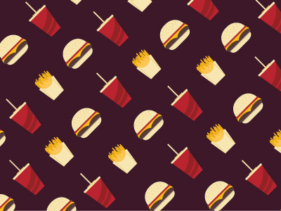 Burger Love Pattern burger drink fastfood flat fries icon illustration pattern