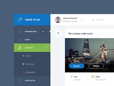 U&Me Plus activity clean dashboard design feed flat interface minimal ui ux web