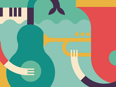 Music is colorful branded dance festival fun guitar illustration music piano play