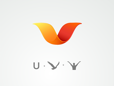 U bird colorful happy logo orange positive transparent u yellow