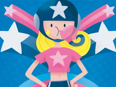 Rollergirl of Sole24Ore Plus24 Cover 70s 80s belly blue bubblegum pink rainbow rollergirl stars stripes usa vintage