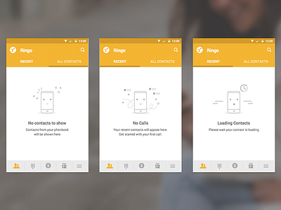 Empty States android call icons material design orange