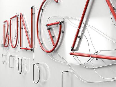 BungaStudio Neon 3d art c4d cinema4d electric minimal neon type typography white
