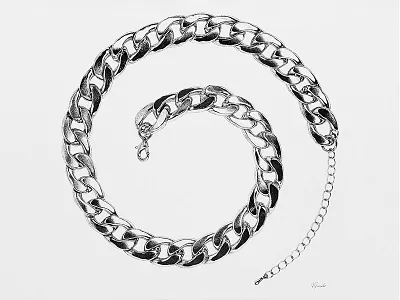 Gold800 archival ink art black and white drawing gold illustration necklace pen on paper