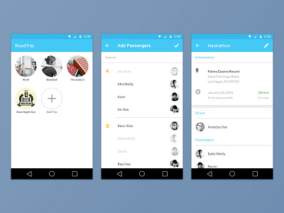 Roadtrip android carpool mobile roadtrip ui