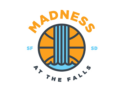 Madness at the Falls basketball blue illustration march madness orange tournament waterfall