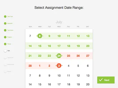 Calendar - Assignment Creation calendar date range drag ios ipad progress indicator