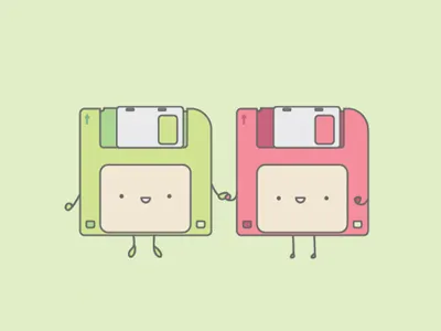 Floppy Disk Friends disk flat floppy floppydisk illustration illustrator vector
