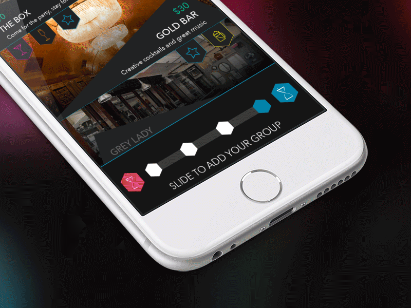 Flux App Party Selector after effects animation clubs events gender selector slider ui venue