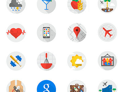 Google Icons family fitness flat food google health icons minimal template travel weather