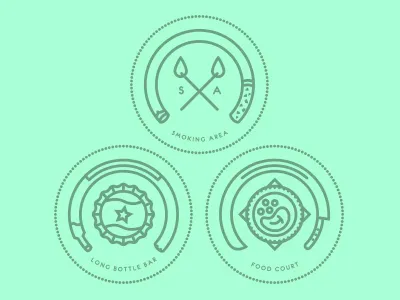 Some Badges bottle bottle cap fire food knife match smoke steak