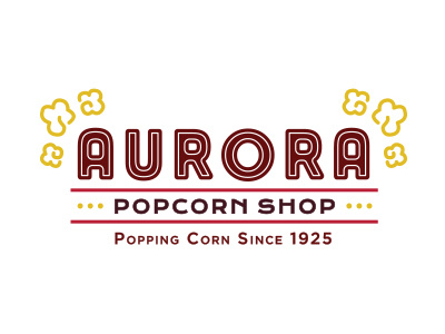 Aurora Popcorn Shop logo neon sign popcorn retro