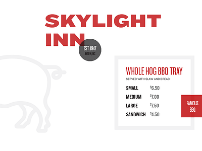 Skylight Inn Menu bbq branding menu restaurant