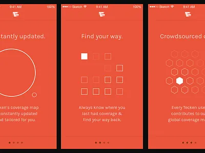 Tecken onboarding screens app iconography illustration ios karla minimal oboarding orange red