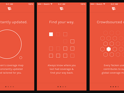 Tecken onboarding screens app iconography illustration ios karla minimal oboarding orange red