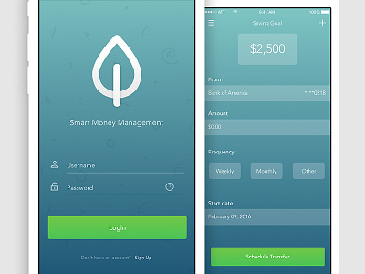 Leaf - Login and Saving Goal form form ios login mobile