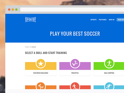 Sportsy Soccer colors education kids soccer sports sportsy web web design