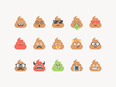 Poop Set #1 character characters emoji flat illustration shit smile smiley