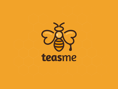 TeasMe bee bright brown heart honey logo orange tea teasme yellow