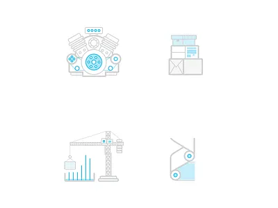 Industry Icons auto building icons industry lines package paper vector
