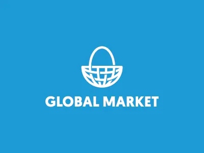 Global Market global globe icon logo mark market shopping bag symbol