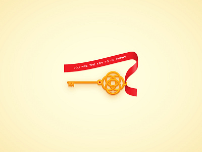 Key Illustration golden illustration illustrator key ribbon ruby tutorial vector