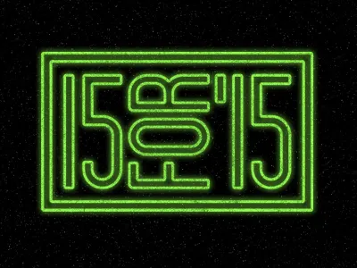 15 For '15 graphic logo neon type
