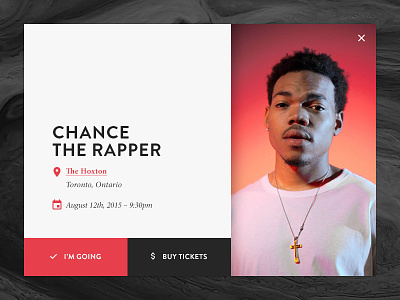 Event Box chance the rapper details event flat ticket ui