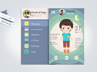 U-Stay APP* Part 1 app blue boy character couple flat green lover message u stay ui visualization