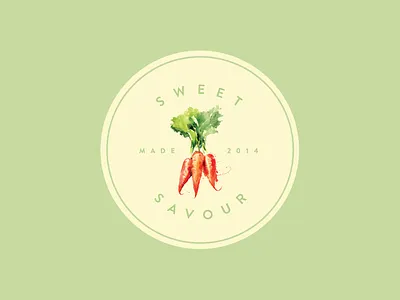 Sweet Savour Logo branding carrot circle hipster logo minimalistic natural organic stamp ux vegetable