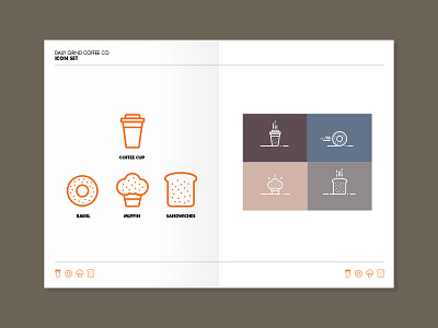 Grind Coffee Co. Guidelines Book brand branding cafe coffee guidelines icon illustration line linework orange shape stroke