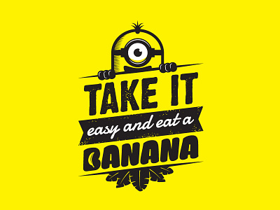 Minion badge banana minon typo yellow