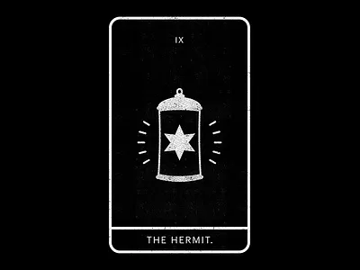 The Hermit black lantern minimal star tarot white