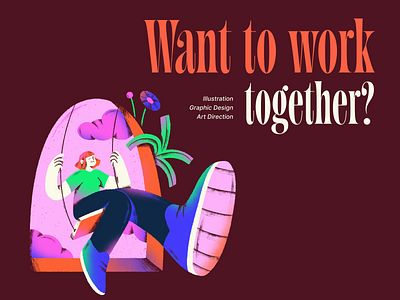 Want to work together? art available character collaboration colorful design flat freelance illustration illustrator inquiry managemnt reach out service together work