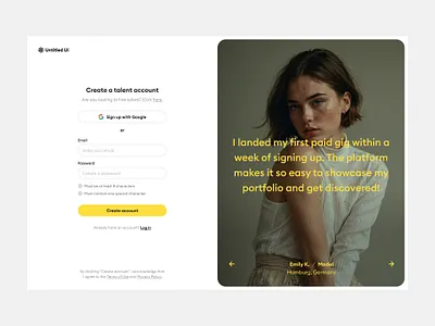 Create an account — Untitled UI create account onboarding sign up signup testimonial web design