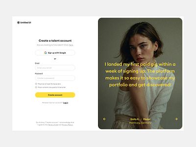 Create an account — Untitled UI create account onboarding sign up signup testimonial web design