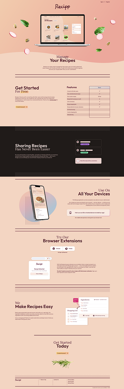 Recipp App | Landing Page app branding graphic design web