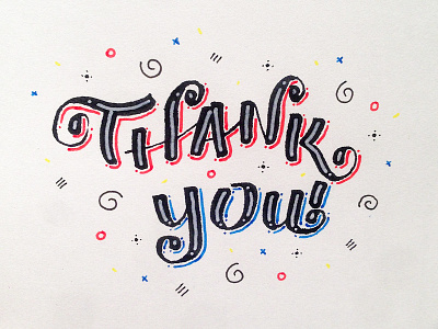 Thank You brush patriotic script swirl thank you typography usa