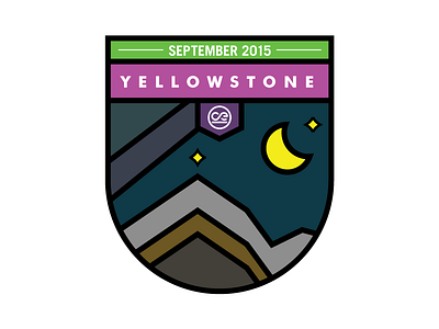 Yellowstone Vacay badge futura national park trade gothic wacky colors yellowstone