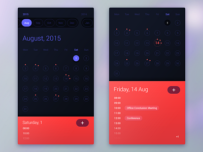 Calendar App app calendar interface mobile ui ux