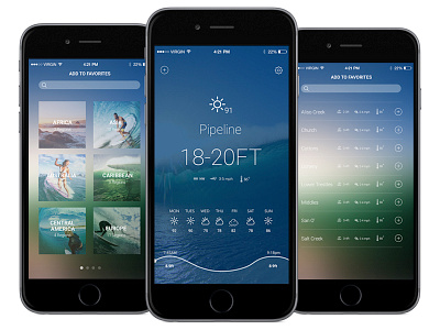 Surf App Dribble Shot app design iphone 6 surfing ui design