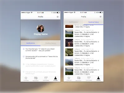 profile page app centre history news notification profile trigger