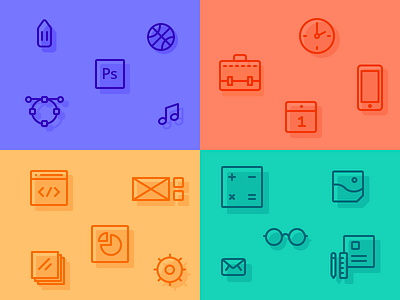 Web design Icons app calculator glasses icons iphone lines music pencil settings suitcase vector watch