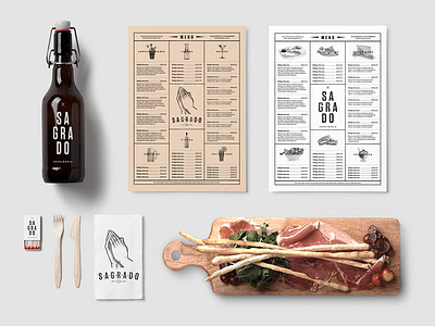 Restaurant & Bar PSD Mockups beer bottle branding drink food hipster identity logo menu packaging stationery template