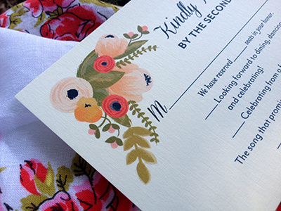 Floral Invite Final blush floral flowers invitation navy rsvp wedding