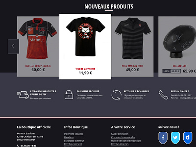 Team Rugby Shop e commerce e shop front end homepage interface rugby shop sport ui website