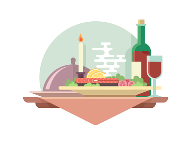 Dinner in restaurant dinner flat illustration kit8 restaurant vector