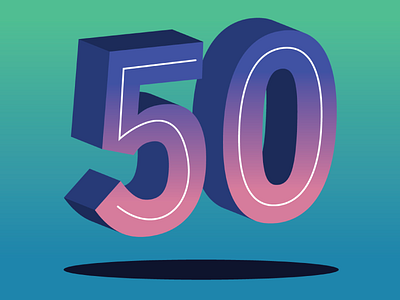 50! art gradient illustration poster text type typography vintage